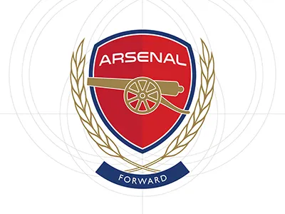 Arsenal FC Crest Refresh arsenal artillery badge cannon crest football forward laurel logo shield soccer sports