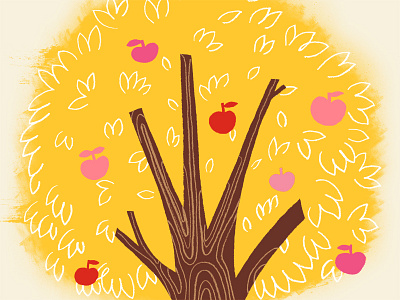 Apple tree apple tree apples illustration yellow