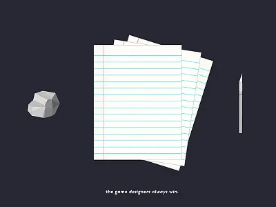 Designers Always Win abouelenein basma bezmo design game graphic knife paper rock scissors win x acto xacto