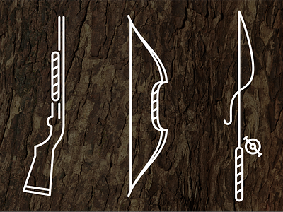 Learning to Hunt & Fish bow fishing gun hunting icon illustration monoweight rod shotgun vector