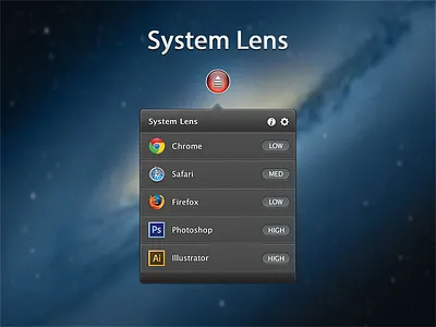System Lens for Mac Website app apple apps delve glass gloss icon mac page scroll system lens usage web design website