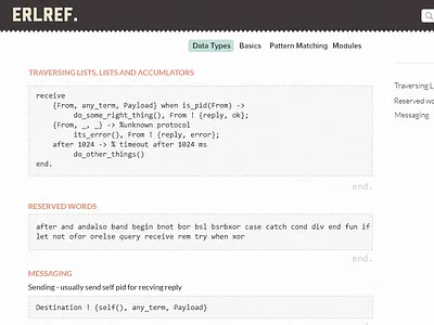 Erlang Reference - v2.0 erlref webapp website