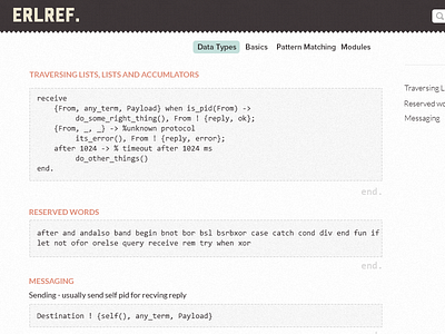 Erlang Reference - v2.0 erlref webapp website