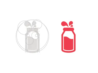 Milk Bottle animal as bottle cow drips farm geometric guide icon illustration logo mark milk simple splat vector
