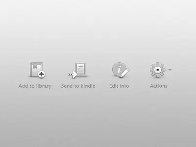 Scida - Buttons action button drop down ebook edit icon icons info kindle library