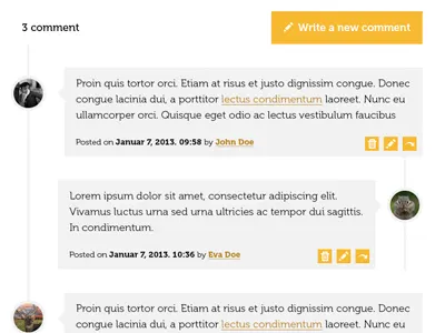Comment threading avatar blog comment reply time line timeline