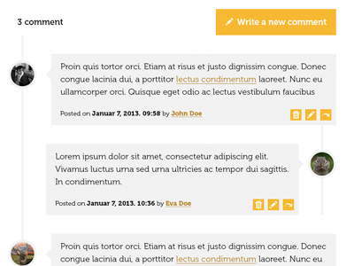 Comment threading avatar blog comment reply time line timeline