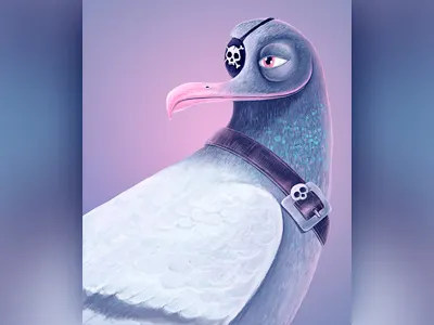 Pirate 13mu albatross illustration pigeon pirate wip
