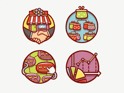 Flora icons blue chart flower green icon link purse red shop violet yellow