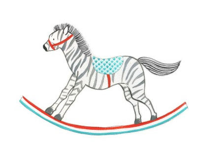 Rocking Zebra animals baby childrens cute illustration nursery print rocking horse zebra