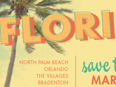 Florida Postcard, WIP florida futura house industries hypatia sans palm tree sable script studio lettering