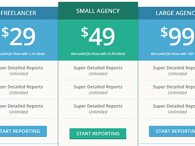 Flat3 blue flat green gui pricing table