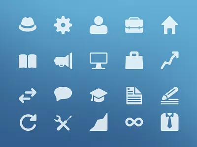 CompanYoung - Icon Pack 2013 bag book computer curriculum economy everything graduation hat home icons megaphone profile refresh resume settings statistics talk technical trade work
