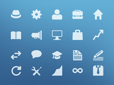 CompanYoung - Icon Pack 2013 bag book computer curriculum economy everything graduation hat home icons megaphone profile refresh resume settings statistics talk technical trade work