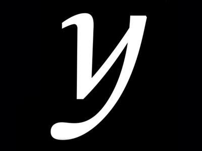 Lower case cursive letter y lava type