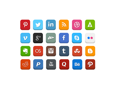 Freebie: Social Media Set behance blogger deviantart dribbble evernote facebook flickr forrst free freebie google icons instagram lastfm linkedin path paypal pinterest quora reddit rss skype social social media stumbleupon tumblr twitter ui vimeo youtube