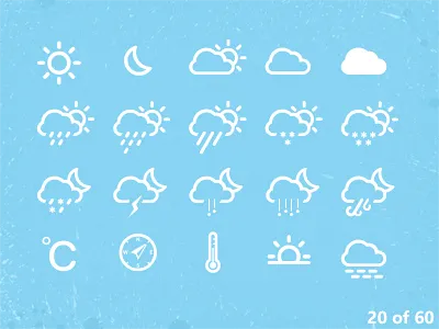 Weather Icons clean cloud drizzle hail high icon icons minimal pictograph rain retina simple snow sun sunny sunshine temperature vector weather weathericons wind