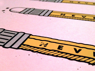 Never. Stop. Learning. black pencil pink poster print screen print silver yellow