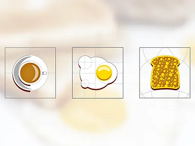 Icons breakfast brown coffee cup design egg geometry graphic icon iconset illustration line lines logo pictogram square toast vector yellow
