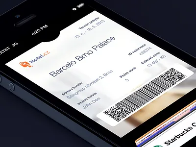 Hotel.cz Passbook app dark design hotel ios iphone mobile passbook popup the funtasty ui ux