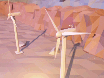 Windmill GIF c4d desert energy gif lowpoly wind windmill