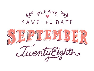 Save the Date date hand lettered texture wedding