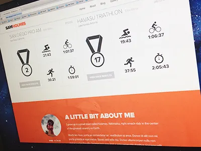 Triathlete Website clean design flat font minimalist site type typeface ui website