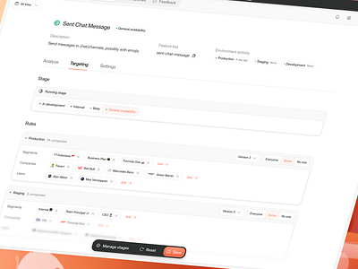 Packet Panel - Feature Management Dashboard dashboard feature segment settings ui uiux user level website