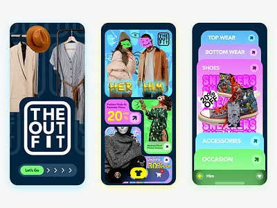 The OutFit - A destination for finding the right outfit! brutalism design ecommerce app gen z gen z shopping app modern neon new interaction new ui shopping app shopping mobile app ui ui 2025 ui design ui trends 2025 unique design