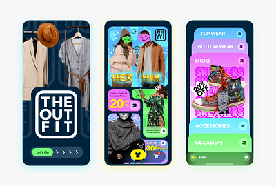 The OutFit - A destination for finding the right outfit! brutalism design ecommerce app gen z gen z shopping app modern neon new interaction new ui shopping app shopping mobile app ui ui 2025 ui design ui trends 2025 unique design