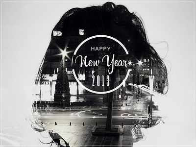 Double Exposure - Happy 2013 behance black and white city double exposure happy 2013 lights night photography typography