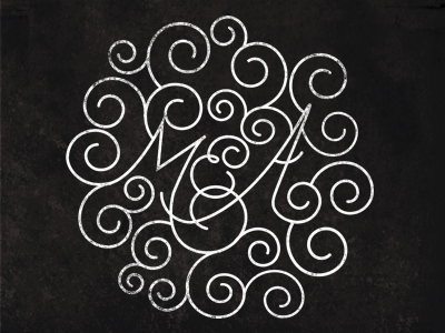 M & A custom decorative design illustration lettering monogram script tattoo texture type