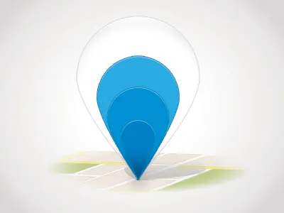 Targeting blue icon map marker pin point