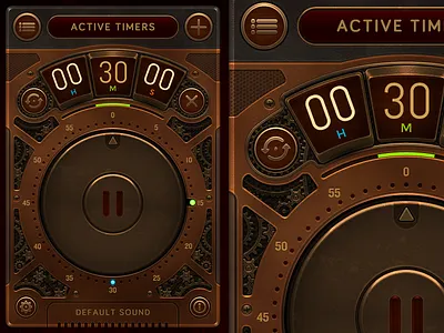 Steampunk 2 alarm app brass bronze clock gold gui gym interface interval timer iphone modern steampunk time timer ui work workout