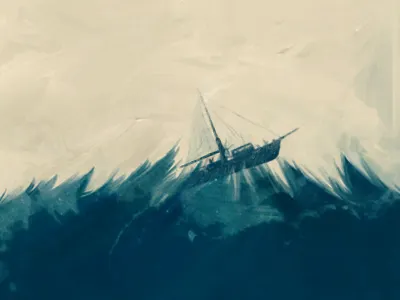 Stormy boat brush disaster elements grunge natural media nature ocean paint power rough sail ship sky stormy texture waves