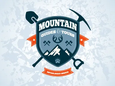 Mountain Emblem adventure badge camp camping climbing expedition exploration guide label mountain outdoor patch tree wilderness