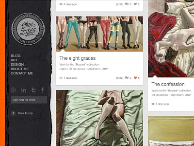 Burned Portfolio Side Menu blog burn dark design effect paper side menu style web design wordpress wp