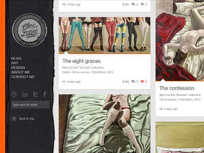Burned Portfolio Side Menu blog burn dark design effect paper side menu style web design wordpress wp