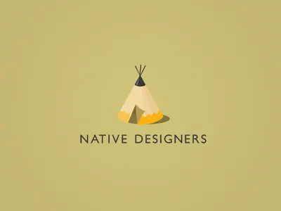 Native Designers illustration logo pencil teepee