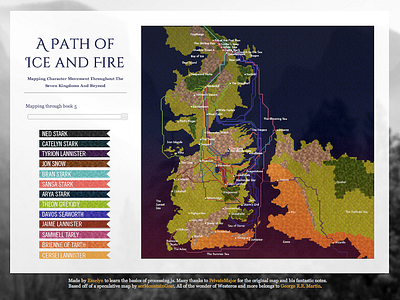 Mapping Game of Thrones character paths a song of ice and fire asoiaf game of thrones interactive map