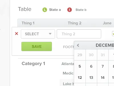 Financial App In-line Edits buttons calendar clean finance inline interface money popover popup tables ui user