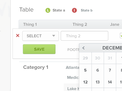 Financial App In-line Edits buttons calendar clean finance inline interface money popover popup tables ui user