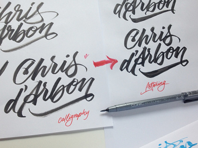 Chris d'Arbon logo brushpen calligraphy chris custom draw handmade lettering logo type