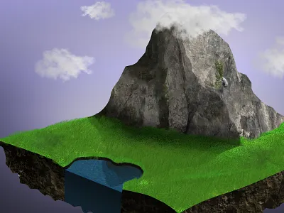 Chunk Island chunk fields floating island landscape photoshop