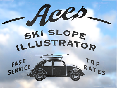 Aces Ski Slope Illustrator beetle car clouds illustrator logo ski vw