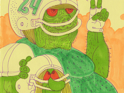 TEAMMATES art chub doodle doodleday drawing dudes football fuzz helmets illustration jeremy pettis marker mates peace red eyes team