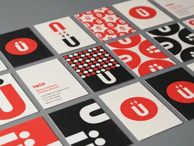 TRÜF Cards beige black business cards identity photoshoot print red