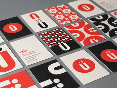 TRÜF Cards beige black business cards identity photoshoot print red