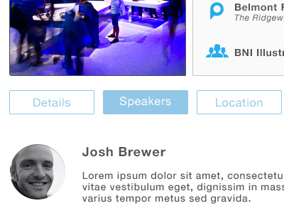 Speakers blue events finder speakers ticket ui
