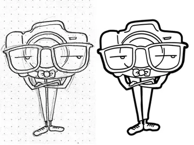 DSLHipster camera character dslr hipster illustration process sketch